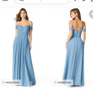 Azazie Kaitlynn Steel Blue Dress Size 10